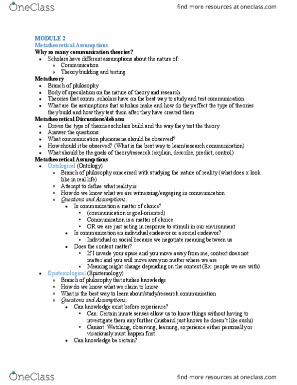 COMM 250 Lecture Notes - Lecture 2: Metatheory, Proxemics, Apodicticity thumbnail