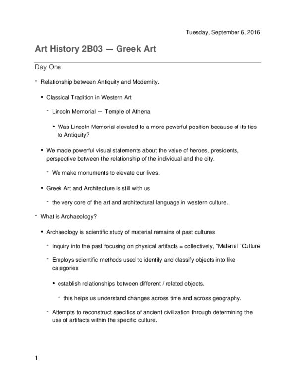 ARTHIST 2B03 Lecture 1: Art History 2B03 -- Greek Art All Lectures thumbnail