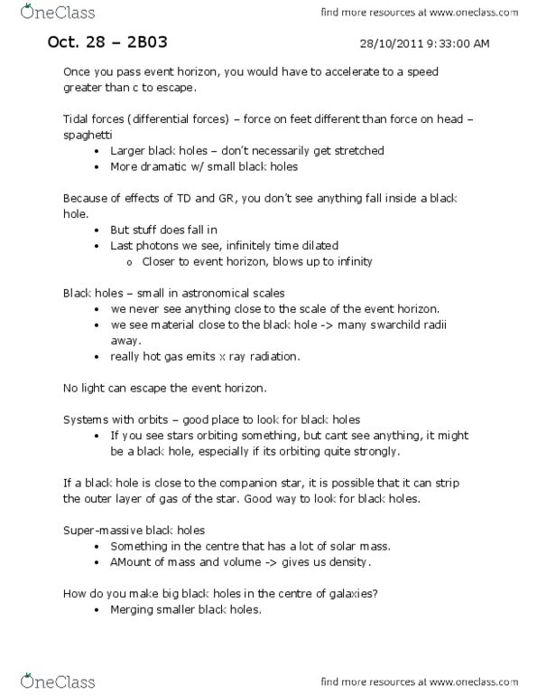 ASTRON 2B03 Lecture Notes - Dim Stars, Main Sequence, Supermassive Black Hole thumbnail