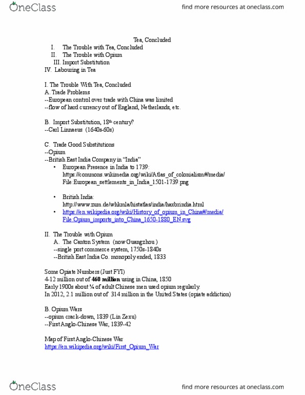 HTST 201 Lecture Notes - Lecture 11: Lin Zexu, Carl Linnaeus, Canton System thumbnail