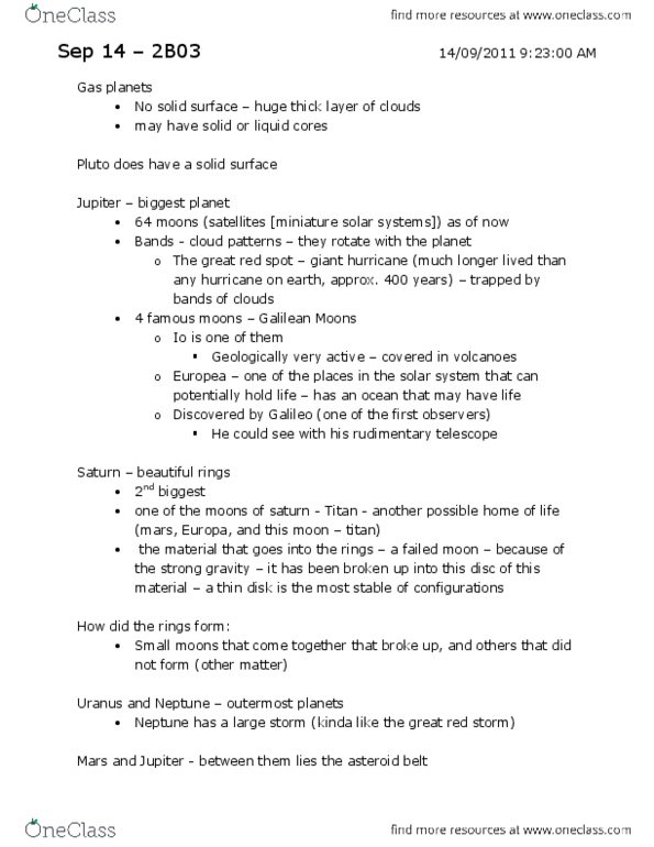 ASTRON 2B03 Lecture Notes - Interstellar Travel, Kuiper Belt, Aurora thumbnail