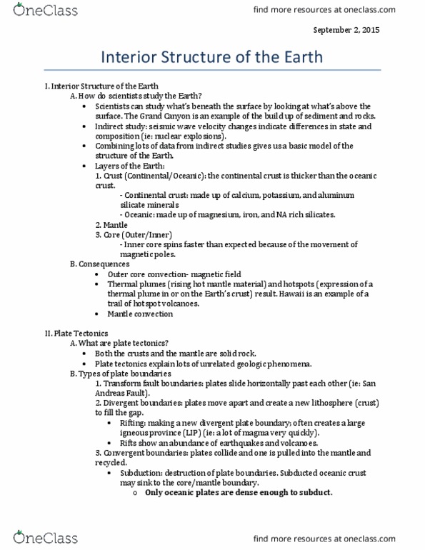 EPS 80 Lecture Notes - Lecture 2: Large Igneous Province, Aluminium Silicate, Mantle Convection thumbnail