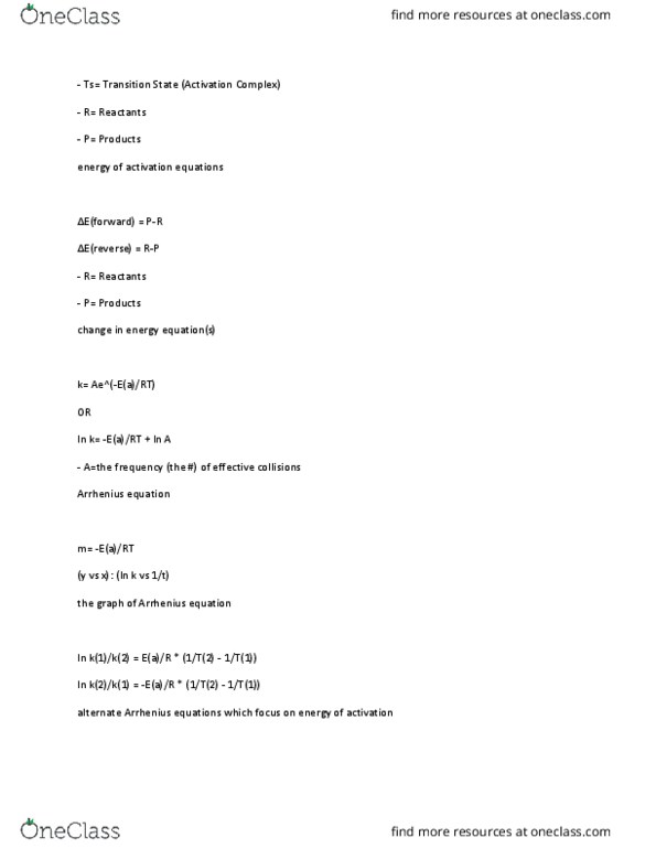 CHM 1046 Lecture Notes - Lecture 31: Reaction Intermediate, Molecularity, Rate-Determining Step thumbnail