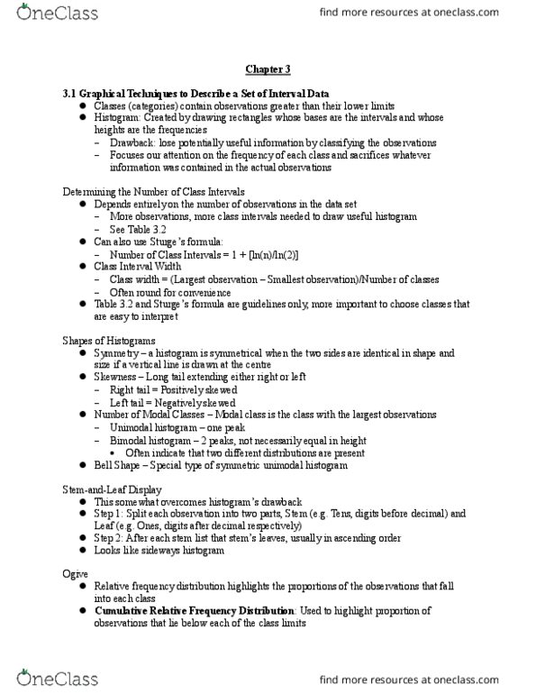 MGMT 1050 Lecture Notes - Lecture 3: Unimodality, Histogram, Frequency Distribution thumbnail