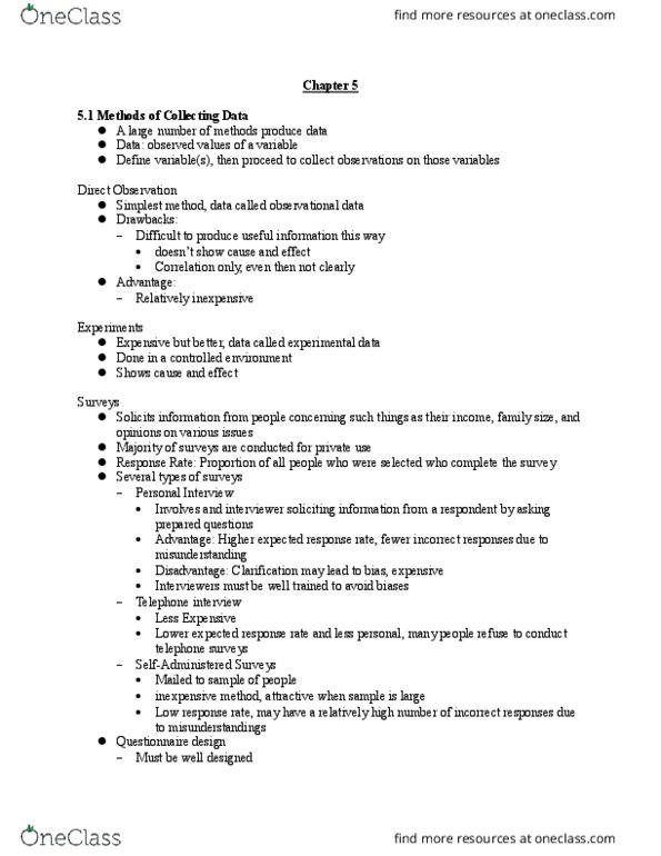 MGMT 1050 Lecture Notes - Lecture 5: Statistic, Multiple Choice thumbnail