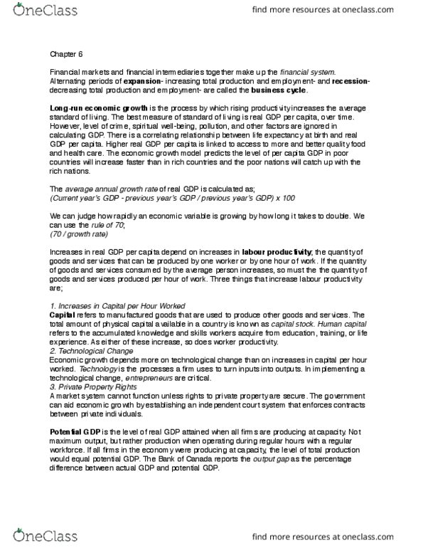 ECON 203 Chapter Notes - Chapter 6: Potential Output, Output Gap, Root Mean Square thumbnail