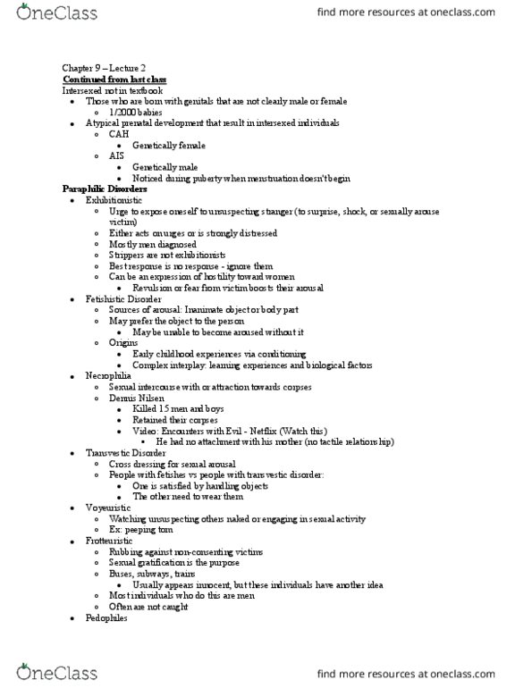 PSYC 2490 Lecture Notes - Lecture 2: Dennis Nilsen, Transvestic Fetishism, Voyeurism thumbnail