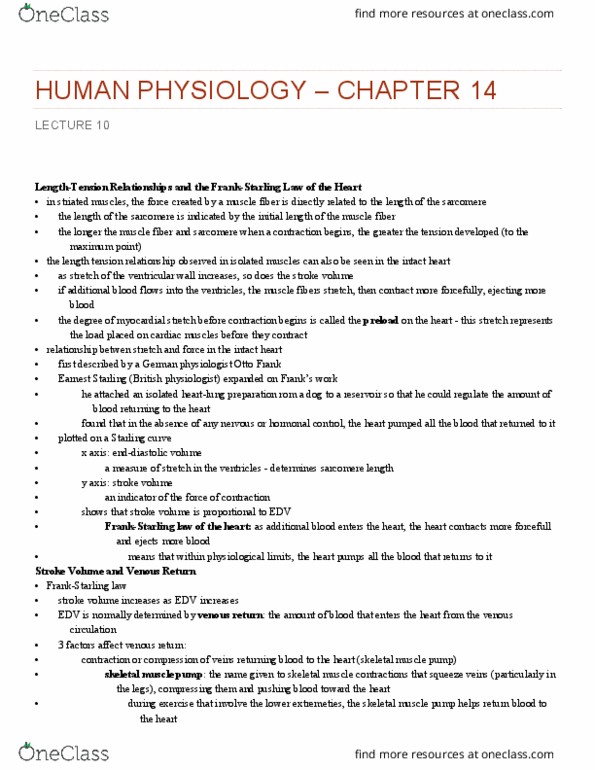 BIOL 2420 Lecture Notes - Lecture 10: Stroke Volume, Skeletal Muscle, Myocyte thumbnail