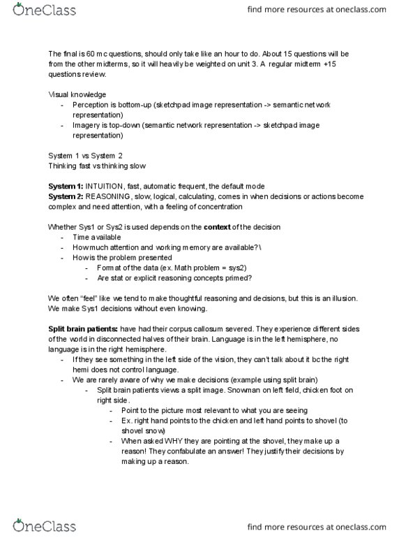 PSYC 105 Lecture Notes - Lecture 9: Decision-Making, Semantic Network, Sketchpad thumbnail