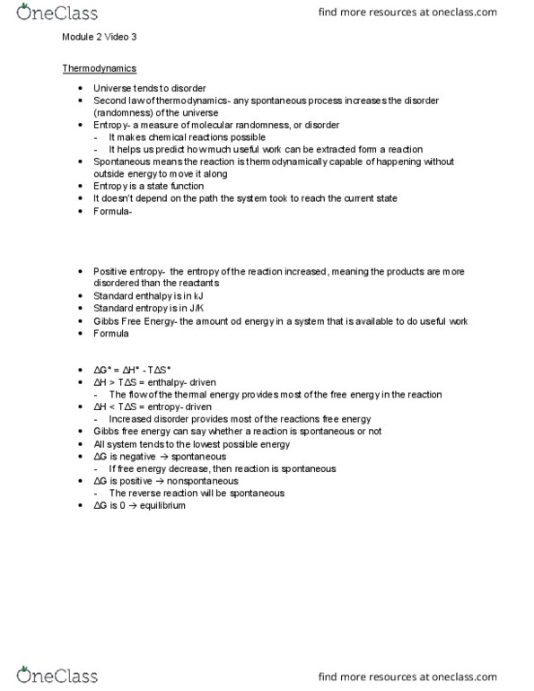 BIOCHEM 2EE3 Lecture Notes - Lecture 2: Spontaneous Process, Thermodynamics, Joule thumbnail