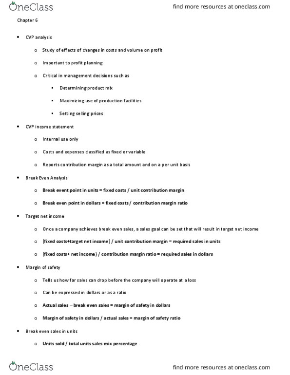 ACCT 2101 Chapter Notes - Chapter 6: Contribution Margin, Income Statement, Weighted Arithmetic Mean thumbnail