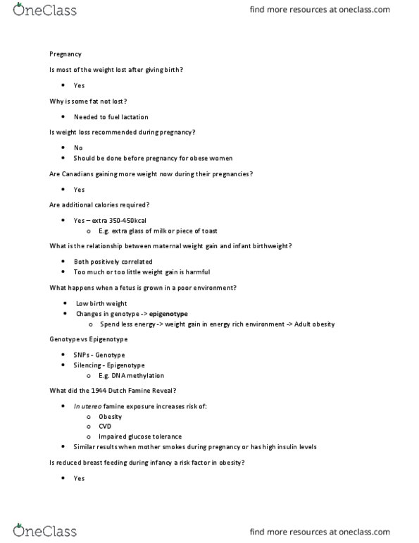 NFS284H1 Lecture Notes - Lecture 16: Impaired Glucose Tolerance, Low Birth Weight, Birth Weight thumbnail