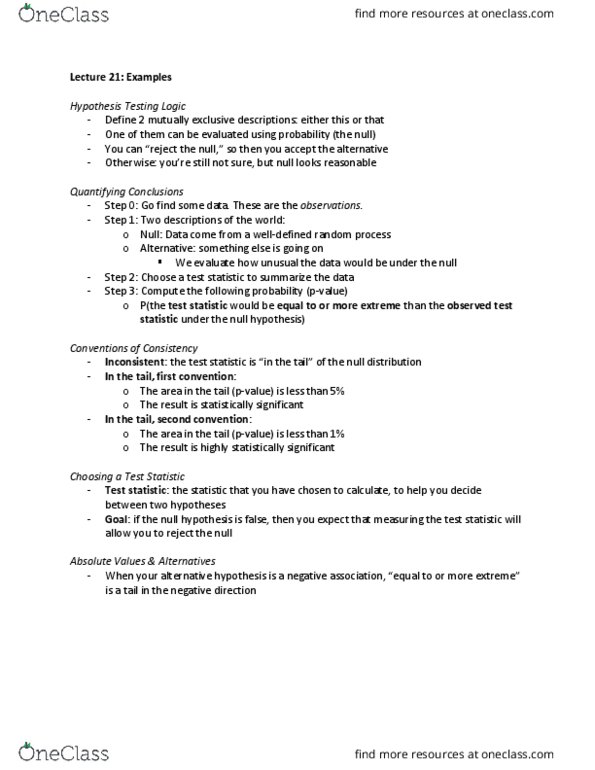 COMPSCI C8 Lecture Notes - Lecture 21: Null Hypothesis, Test Statistic thumbnail