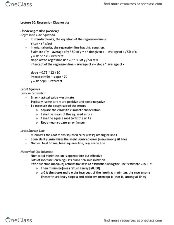 COMPSCI C8 Lecture 30: Lecture 30, Regression Diagnostics thumbnail