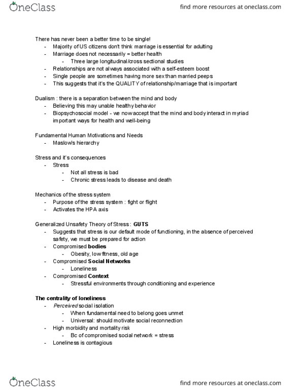 PSYC 155 Lecture Notes - Lecture 14: Biopsychosocial Model, Allostasis, Prosocial Behavior thumbnail