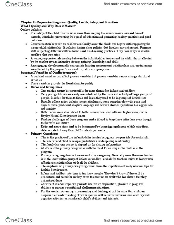 FRHD 2260 Chapter Notes - Chapter 11: Child Care, Process Variable thumbnail