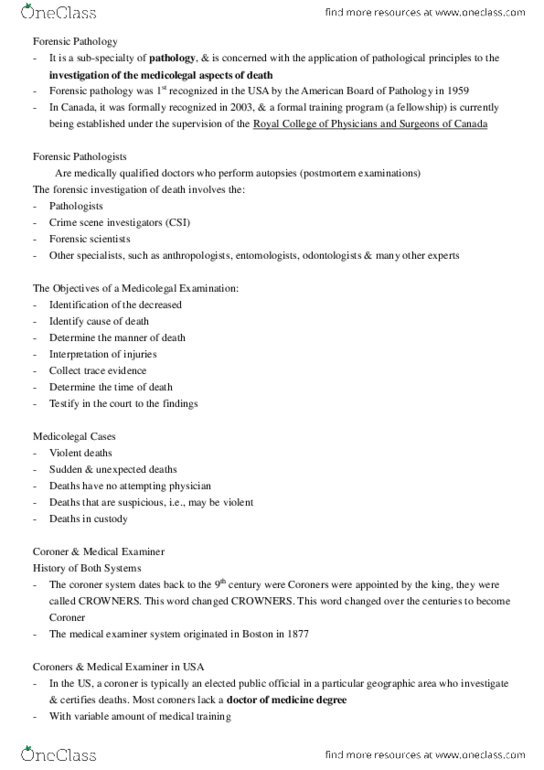 FSC239Y5 Lecture Notes - Scientific Method, Coroner, Trace Evidence thumbnail