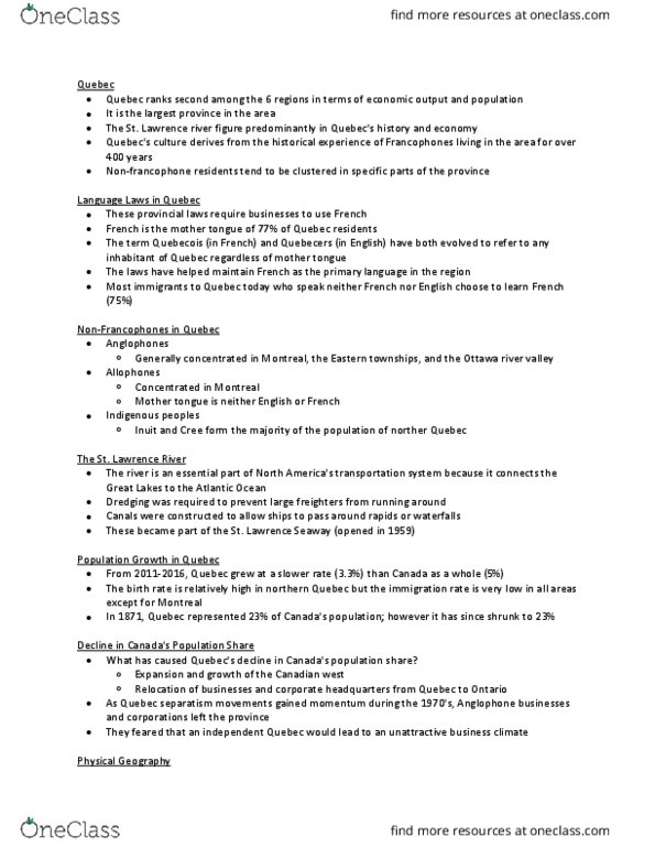 Geography 2010A/B Lecture Notes - Lecture 7: Atlantic Ocean, Canadian Shield, Mollusca thumbnail