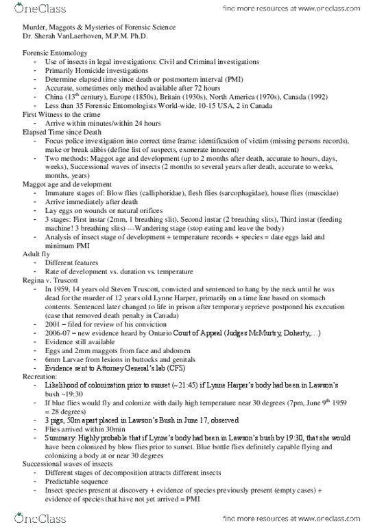 FSC239Y5 Lecture Notes - Bioaccumulation, Myiasis, Mayfly thumbnail