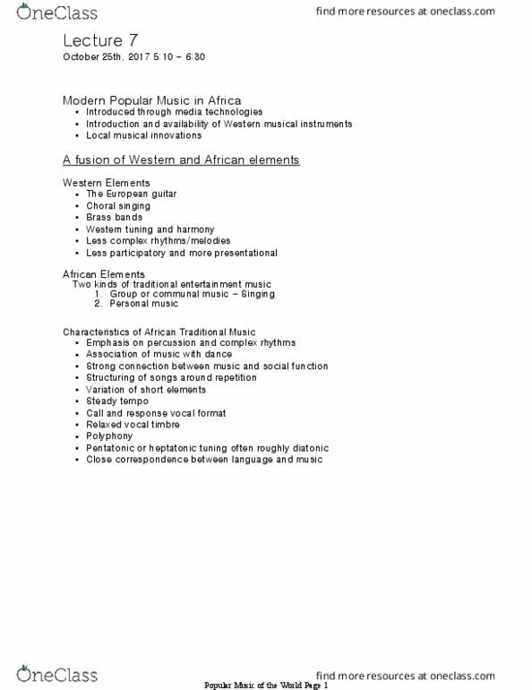 MUS 014 Lecture Notes - Lecture 7: Heptatonic Scale, Pentatonic Scale thumbnail