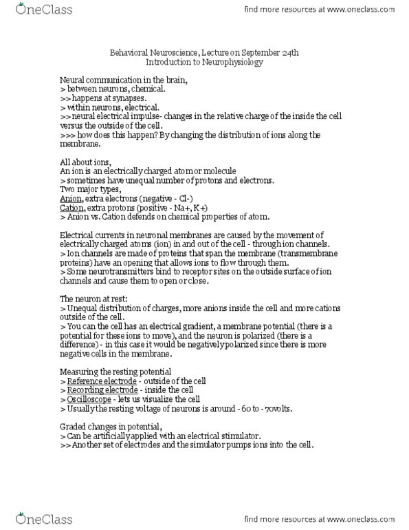 PSYCH 330 Lecture Notes - Sodium Channel, Semipermeable Membrane, Reference Electrode thumbnail