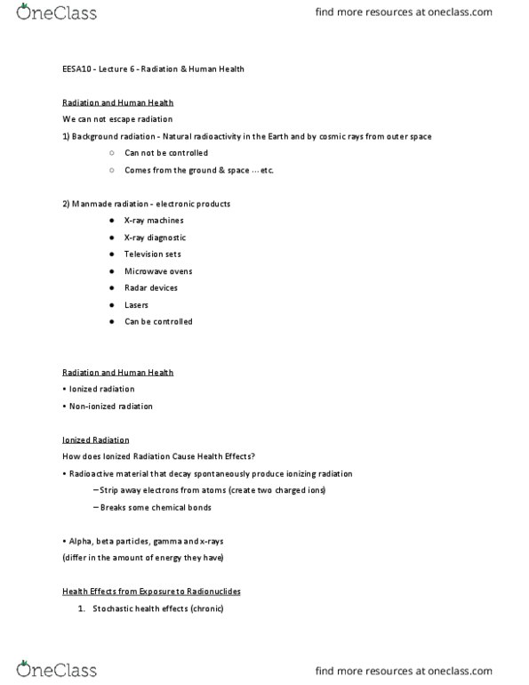 EESA10H3 Lecture Notes - Lecture 6: Microwave Oven, Background Radiation, Radiography thumbnail