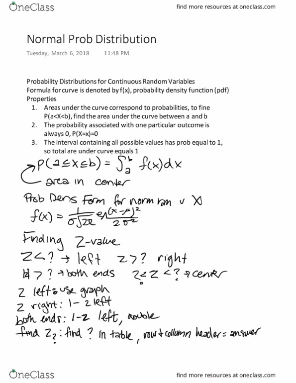 STAT-2300 Lecture Notes - Lecture 5: Probability Density Function, Probability Distribution thumbnail