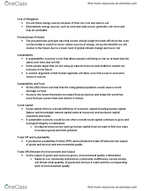 ECON 2J03 Lecture Notes - Lecture 1: Precautionary Principle, Social Capital, Natural Capital thumbnail