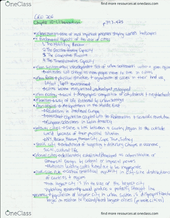 GEO 206 Chapter Notes - Chapter 11: Urt thumbnail