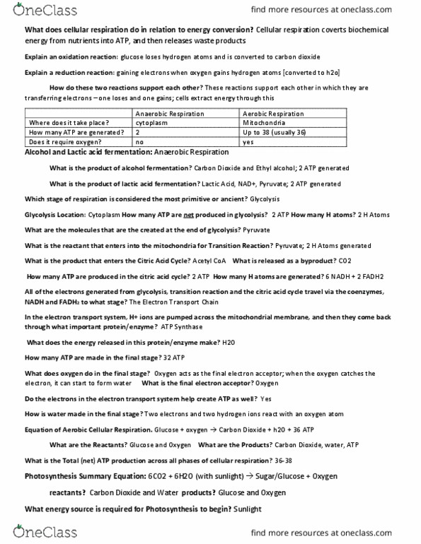 BSC 1005 Quiz: Exam 3 Review - OneClass