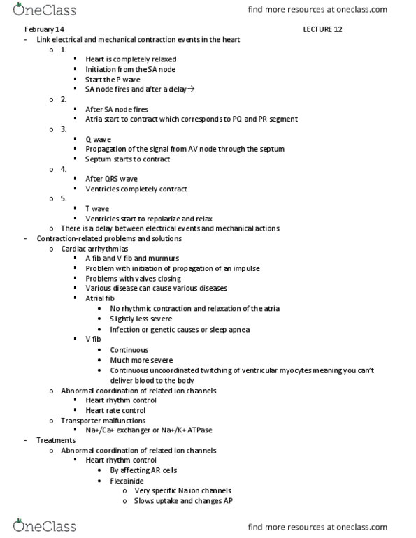 BIOL 4330 Lecture Notes - Lecture 12: Atrioventricular Node, Heart Valve, Flecainide thumbnail