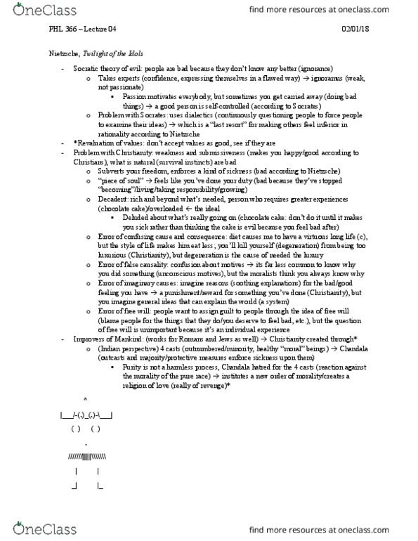 PHL 366 Lecture Notes - Lecture 4: Chocolate Cake, Chandala thumbnail