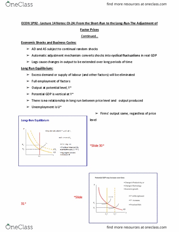 ECON 1P92 Lecture Notes - Lecture 14: Potential Output, Shortage, Full Employment thumbnail