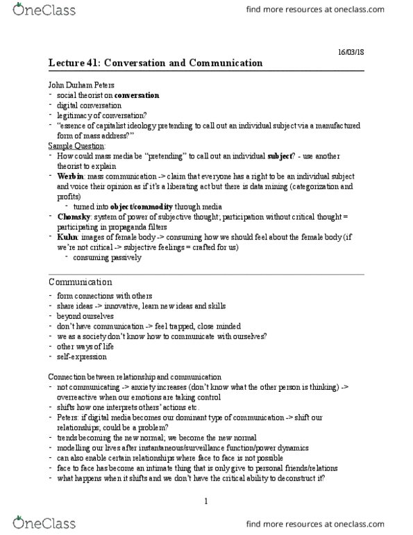 SMC219Y1 Lecture Notes - Lecture 41: John Durham Peters, Data Mining, Noam Chomsky thumbnail