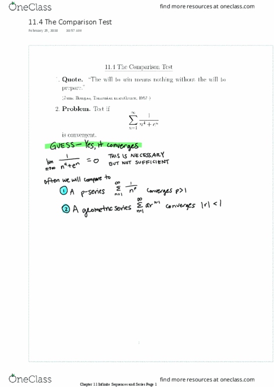 MATH 152 Lecture 1: 11.4 The Comparison Test thumbnail