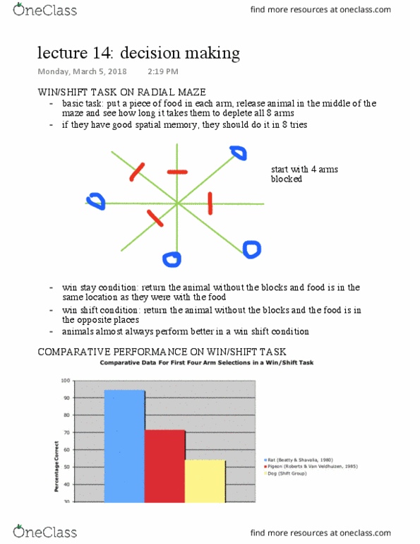 Psychology 2210A/B Lecture Notes - Lecture 14: Optimal Foraging Theory, Net Energy Gain, Decision-Making thumbnail