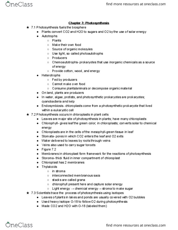 BIOL 1012 Chapter Notes - Chapter 7: Radionuclide, Light-Independent Reactions, Radiant Energy thumbnail