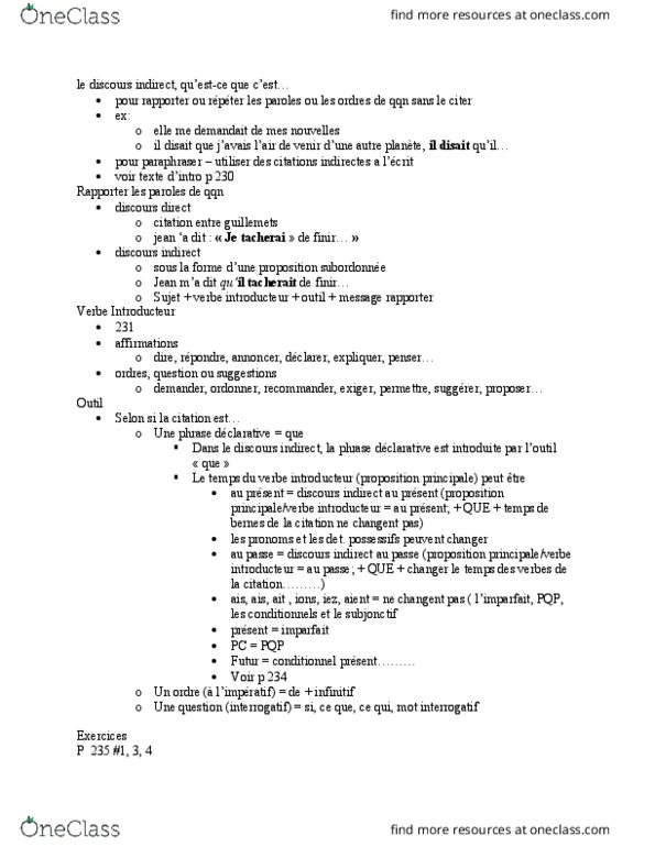 FREN 1002H Lecture Notes - Lecture 9: Les Ordres, Infinitive, Voir thumbnail