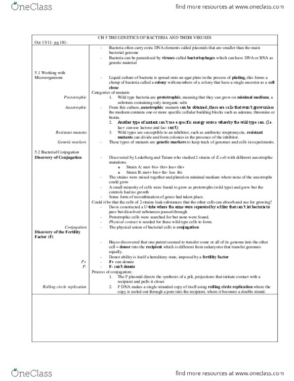 BIOL 205 Lecture Notes - Centimorgan, Lysis, Rolling Circle Replication thumbnail