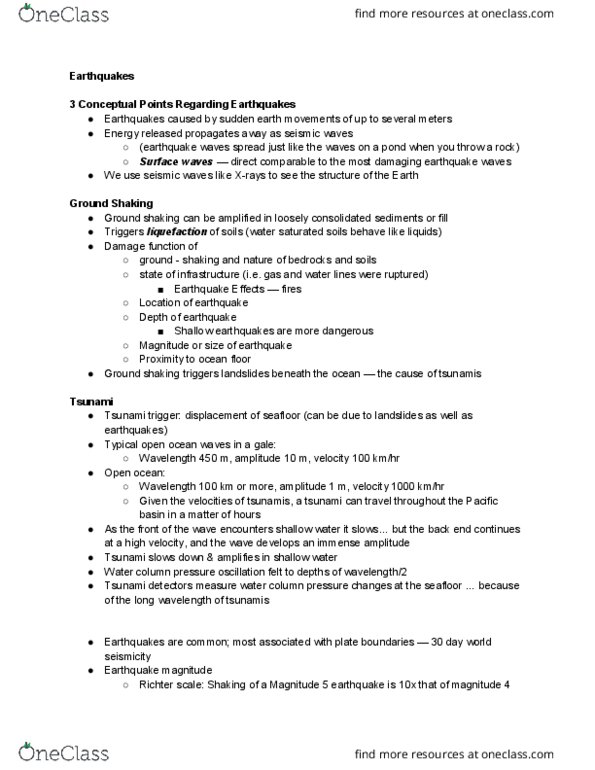 GEOL 1121 Lecture Notes - Lecture 5: Richter Magnitude Scale, Water Column, Surface Wave thumbnail