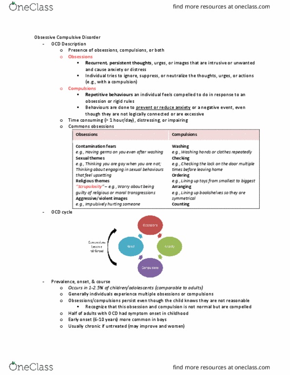 PSY341H5 Lecture Notes - Lecture 10: Obsessive–Compulsive Disorder, Scrupulosity, Cognitive Behavioral Therapy thumbnail