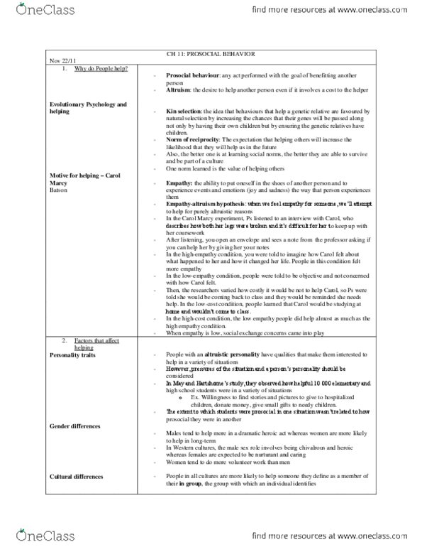 PSYC 241 Chapter Notes - Chapter 11: Online Chat, Pluralistic Ignorance, Gender Role thumbnail