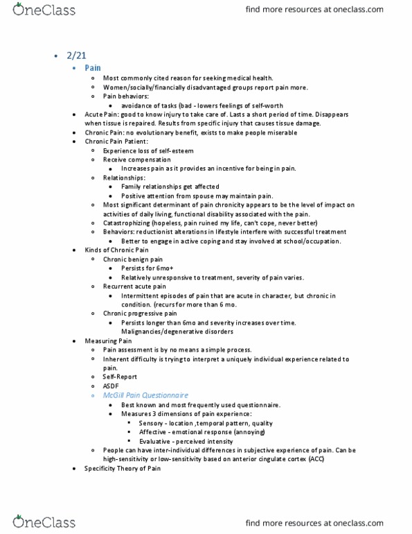 PSYC 155 Lecture Notes - Lecture 16: Reductionism, Discectomy, Cortisol thumbnail