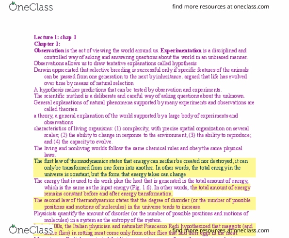 BIOA01H3 Lecture Notes - Lecture 1: Louis Pasteur, Central Dogma Of Molecular Biology, Cell Nucleus thumbnail