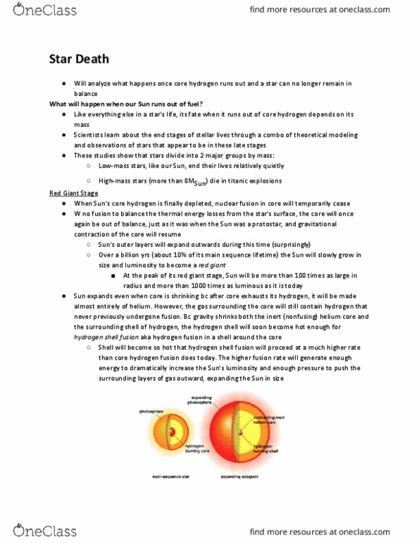 01:750:109 Chapter Notes - Chapter 9.2: Red Giant, Protostar, Main Sequence thumbnail