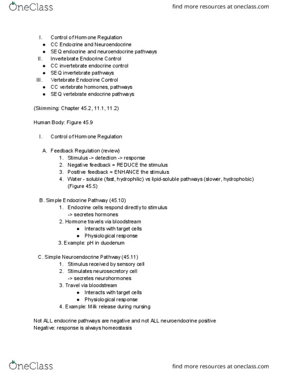 01:119:115 Lecture Notes - Lecture 13: Negative Feedback, Neurohormone, Positive Feedback thumbnail