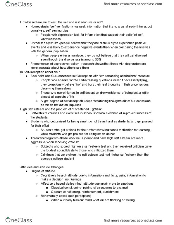 01:013:140 Lecture Notes - Lecture 19: Egotism, Depressive Realism, Classical Conditioning thumbnail