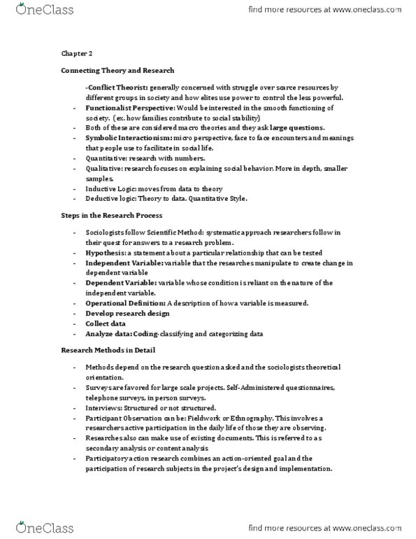 SOC 103 Chapter Notes - Chapter 2: Operational Definition, Content Analysis, Symbolic Interactionism thumbnail