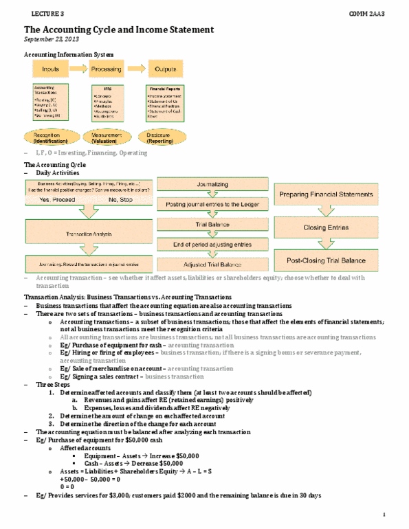 COMMERCE 1BA3 Lecture Notes - Lecture 3: Going Concern, Deferral, Gross Profit thumbnail