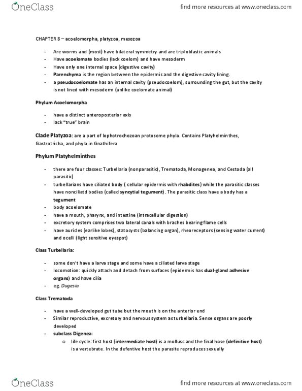 BIOL 2030 Chapter Notes - Chapter 8: Microstructure, Parthenogenesis, Limnognathia thumbnail